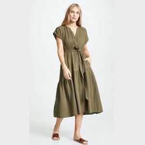 XIRENA Drue Cotton Gauze dress in cactus green, size large